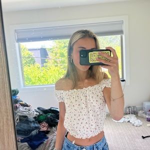 Brandy off the shoulder floral top